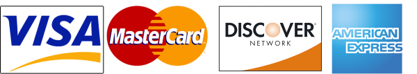 Secure payments with Visa, MasterCard, Discover, & American Express